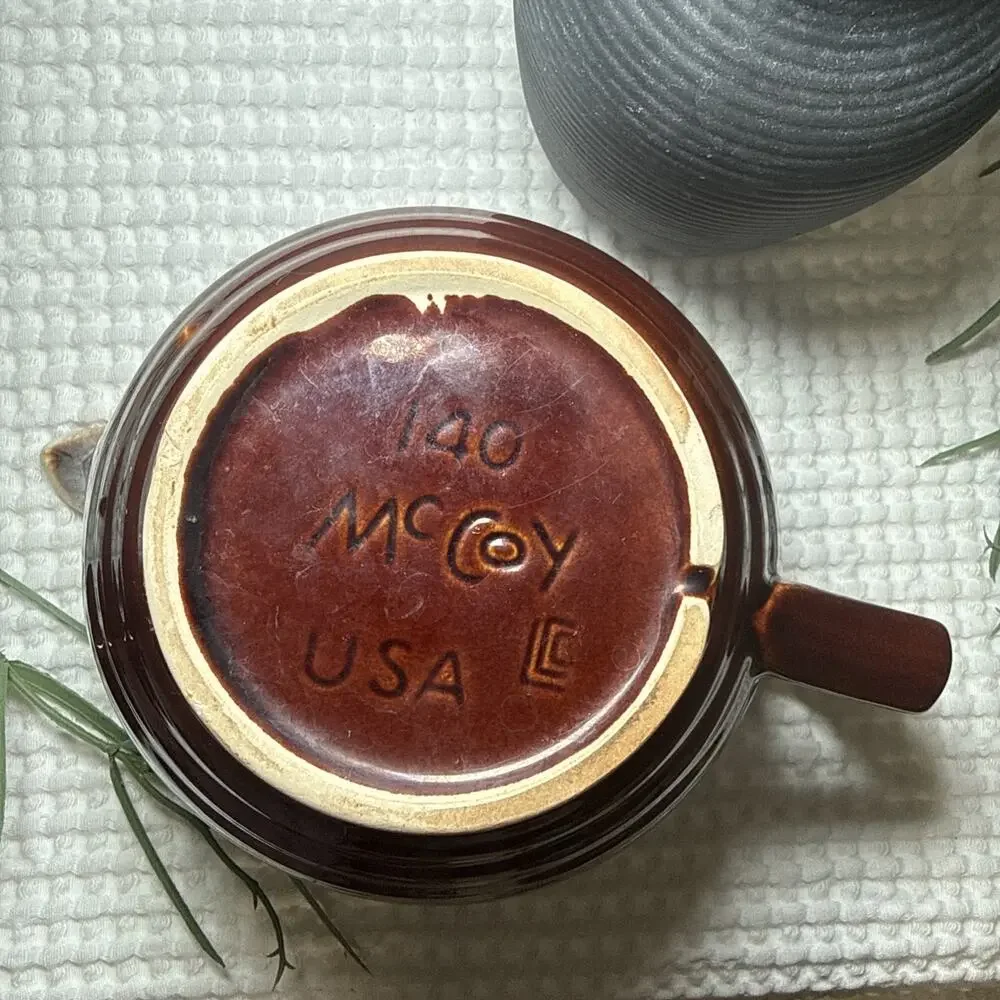 Vintage McCoy USA Pottery 140 Brown Drip Glaze Teapot Stoneware Rustic w Lid